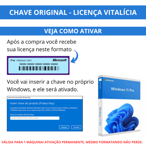 Licença Original Microsoft Windows 11 Pro - RETAIL - Chave Genuína - PERMANENTE / VITALÍCIA - Imagem 3